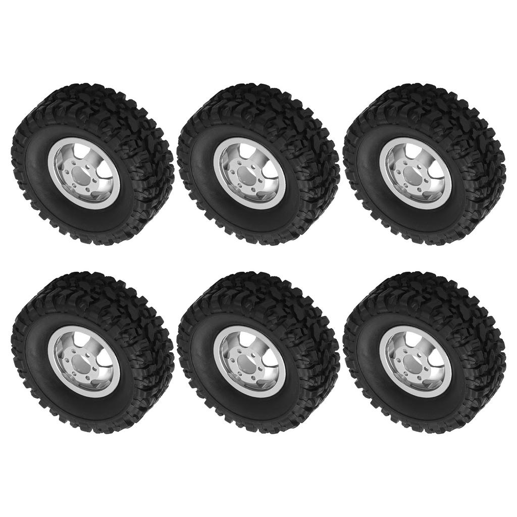 RC Rubber Tires with Aluminum Alloy Wheel Hub for WPL C14 C24 C34 C44 B14 B24 B16 B36 4WD Car