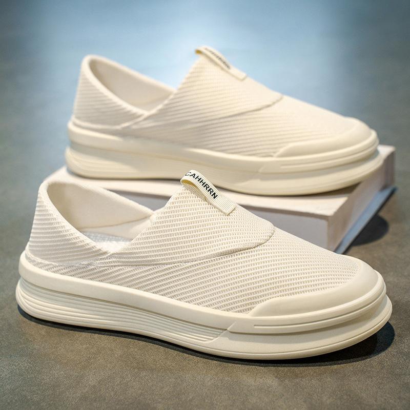 Flat-soled Versatile Fashionable and Simple Men's Casual Sneakers Solid Color Casual Breathable Lazy Men's Shoes