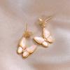 Korea Neues Design Modeschmuck Exquisite Zirkon Schmetterling Naturmuschel Anhänger Ohrringe Elegante Damen Party Accessoires