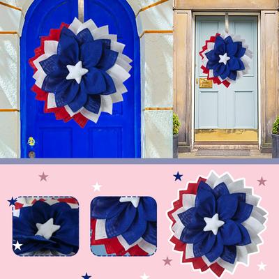 Independence Day Wreath Porch Decoration Front Door Outdoor Hanging Wreath Decor