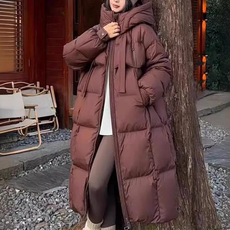 Fashions Long Women's Winter Down Jacket Loose Hooded Coats Thicken Warm White Duck Down Jacket High-end Parkas Light Outwear