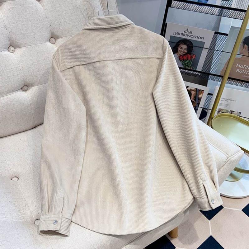 Padded Shirt Women Coat Winter Thickened Casual Velvet Solid Color Long-sleeved Shirt Jacket