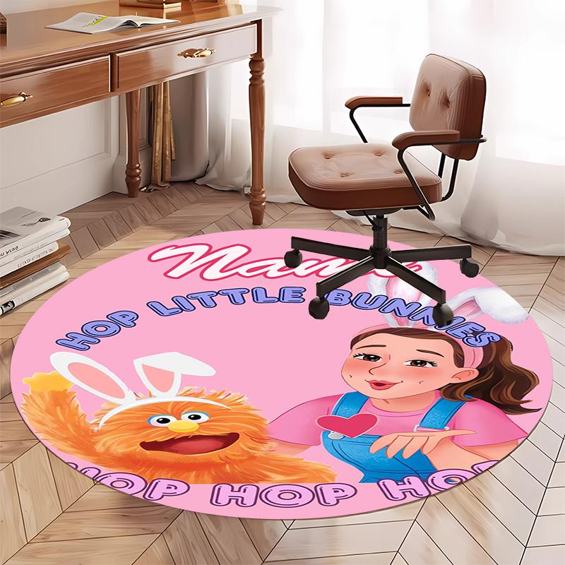 Custom Name Ms. Rachel Printed Round Rug Carpet Chair Rug Area Rug Entryway Doormats,for Office Chair Living Room Bedroom Kitchen Room.