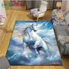Realistic Running Horse Print Flannel Area Rug, Non-slip Soft Floor Mat for Living Room Bedroom Home Decor