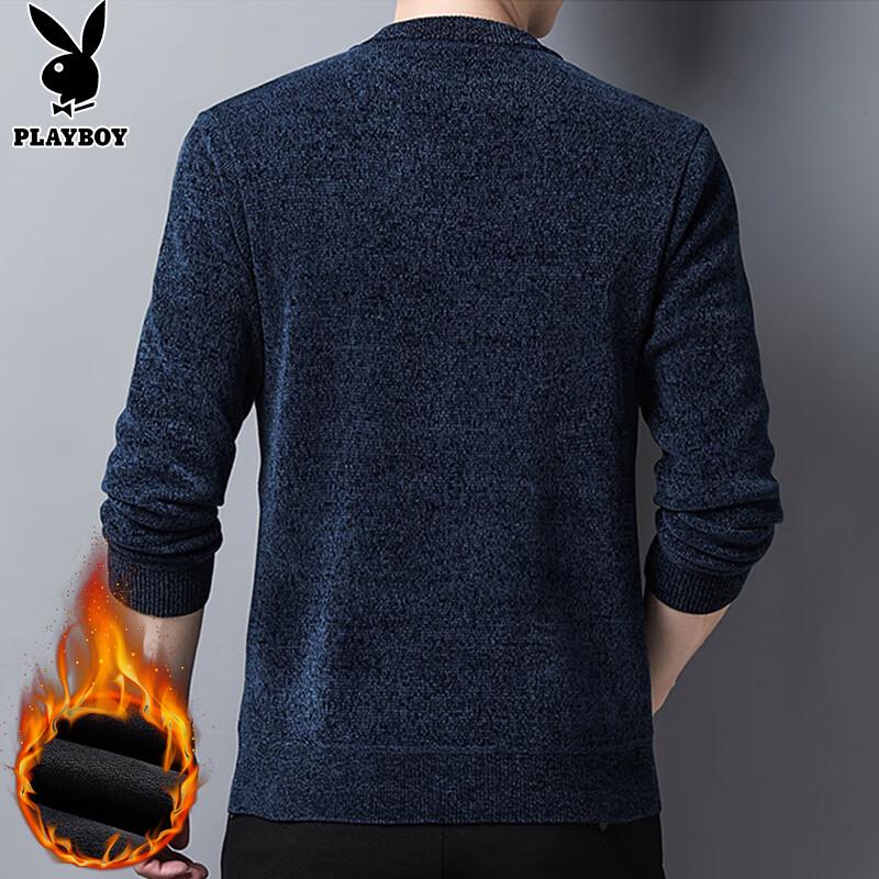 Playboy Men's Fleece Lined Round Neck Sweater