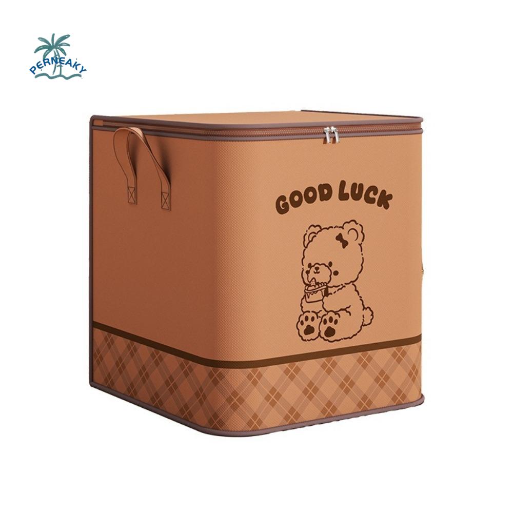 Non-woven Fabric Clothes Quilt Storage Bag Large Capacity Dust-proof Luggage Moving Bag Bear Pattern Moisture-proof