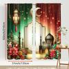 2PCS Red Green Contrasting Islamic Curtains   Gorgeous Style   Bedroom and Living Room   Decorative Curtains with Drawbar Pockets