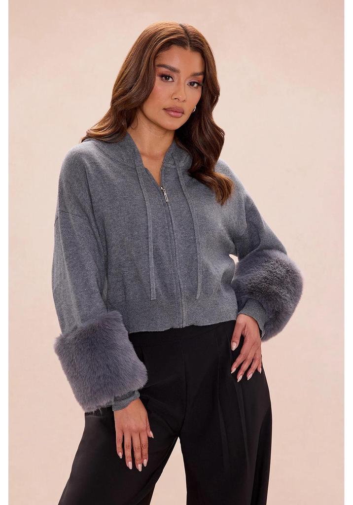 2026 Women's Cropped Hooded Zip-Up Sweatshirt Jacket with Plush Cuffs