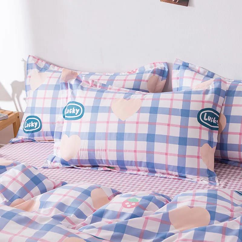 Pillow Cover Pair Pack Cotton Print Pillow Cover Couple Bedding 48*74cm