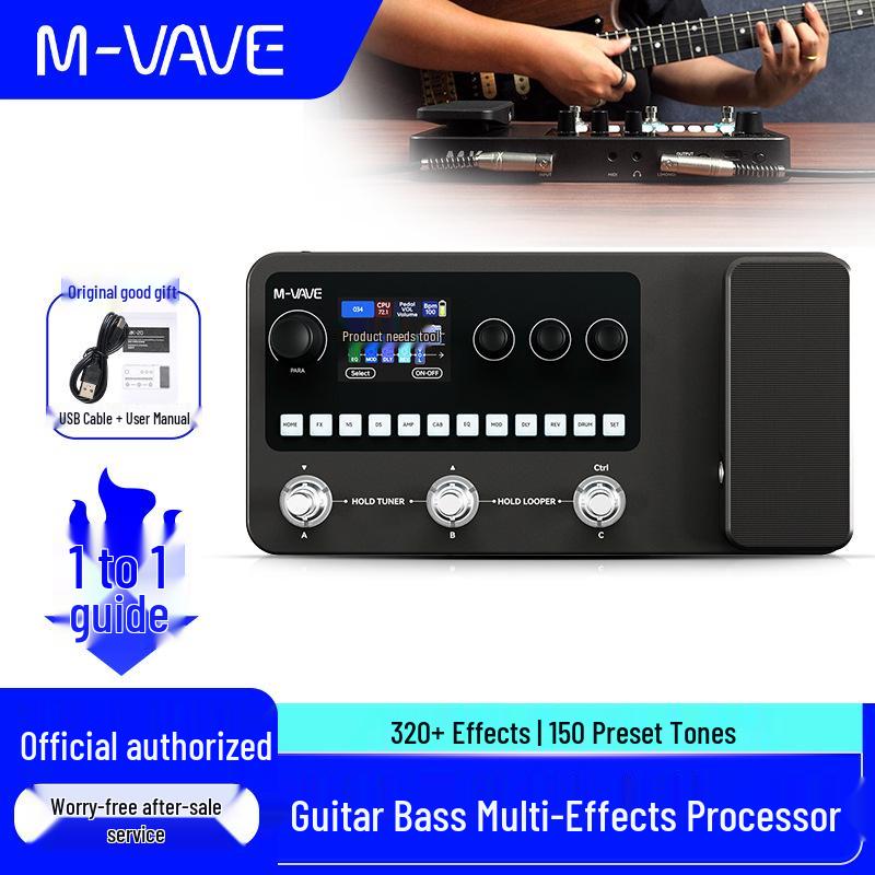 M-VAVE MK-20 Multi-Effektpedal: E-Gitarre, Bass-Loop, Soundkarte, Drum Machine.