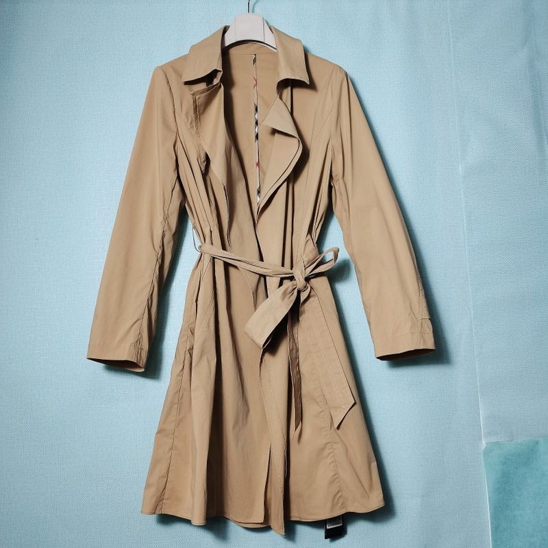 

Cutting Elastic Cotton Buckle-Free Waist Mid Length Long Length Windbreaker Women s Early Autumn Korean Style Slim Looking Elegant Outer Wear Small Camel color 42