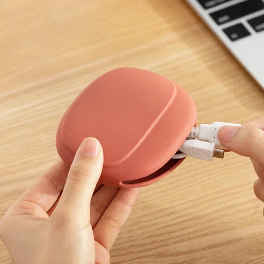 Tragbare Aufbewahrungstasche aus Silikon für Datenkabel, Aufbewahrungsbox für Kopfhörer, süße Aufbewahrungstasche für Telefonladegeräte, Schlüssel, Lippenstift, Reisekabel-Organizer