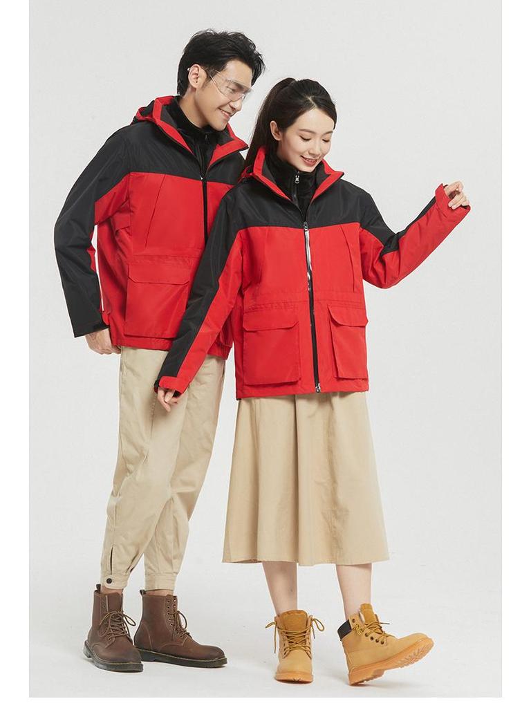 Unisex Waterproof Windproof 3-in-1 Detachable Jacket Set: Fleece-Lined, Thickened, Warm Outdoor Outerwear