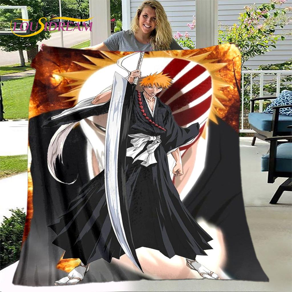 Japonské anime Bleach Kreslená měkká plyšová deka, flanelová deka přehoz na obývací pokoj ložnici postel pohovku piknikovou pokrývku pro děti