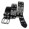 European and American Fashion Auto-eye Chicken Eye Belt Men's Rivet Retro Belt Double-pin Buckle No Punch Belt Punk