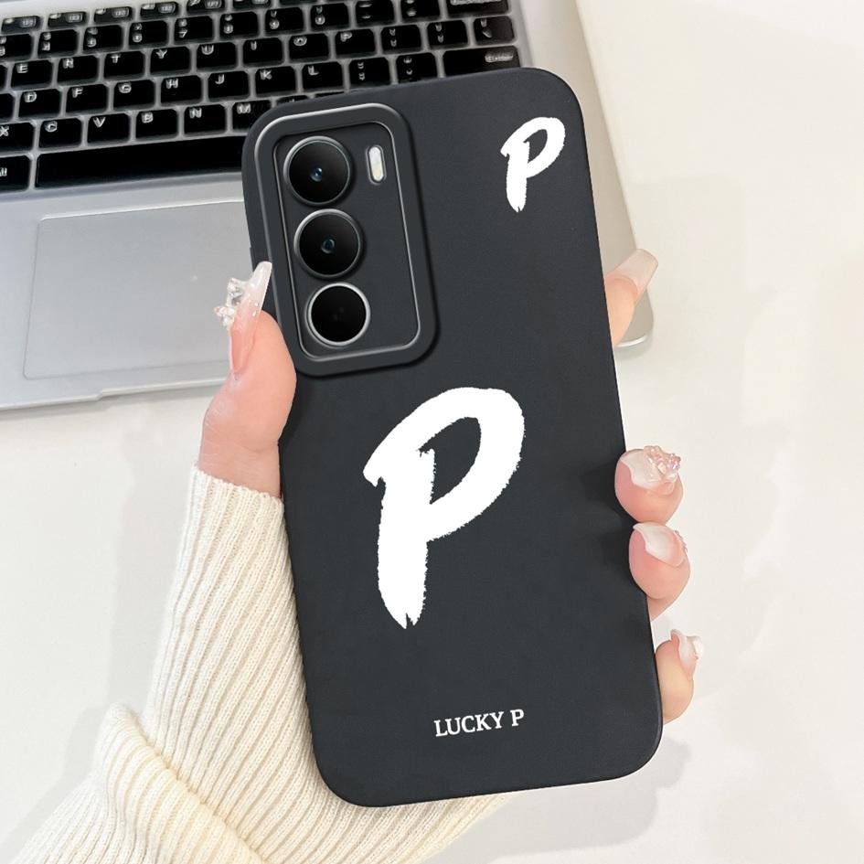 For Realme C71 2025 Case RMX5303 Cover Cute Lucky Initial Letters Soft Silicone Lens Protective Covers For RealmeC71 C 71 Bumper