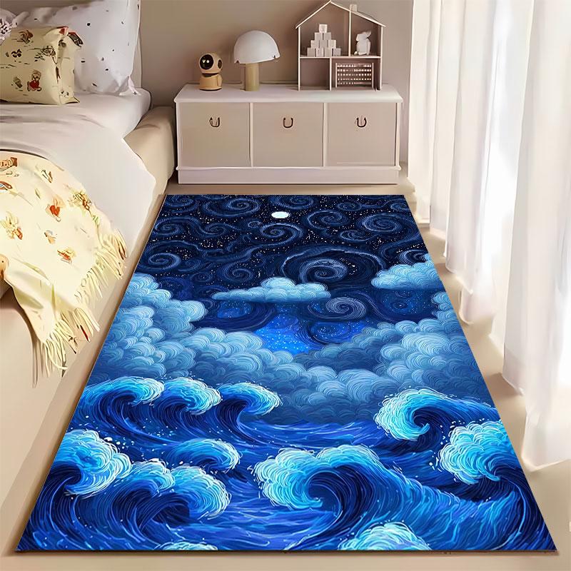 Starry Night Ocean Waves Suitable As a Non-slip Mat for the Living Room or Bedroom Sofa