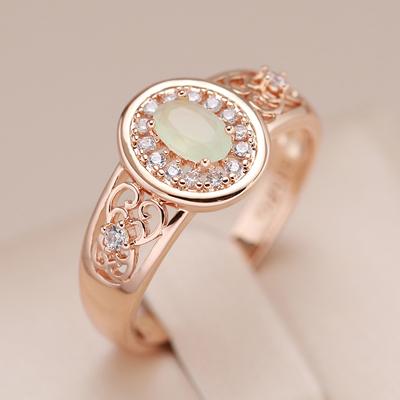 New Oval Cut Emerald Rings For Women Luxury Natural Zircon With  Rose Gold Color Flower Ethnic Wedding Daily Jewelry