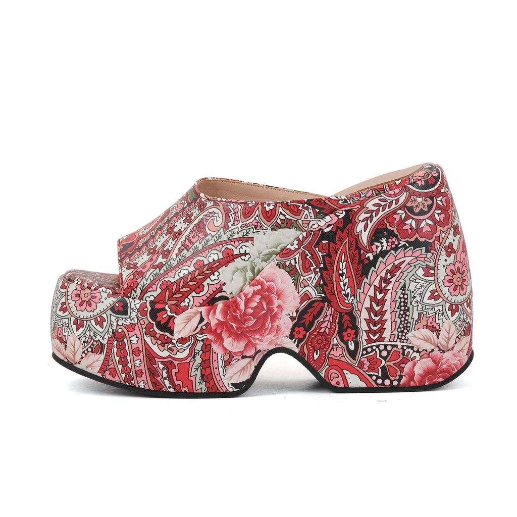 Krazing Pot Mules Polyurethane Spring Summer Size 43 Size 42 Summer Prints Skin Women Platform Women Peep Toe Slip On Sandals