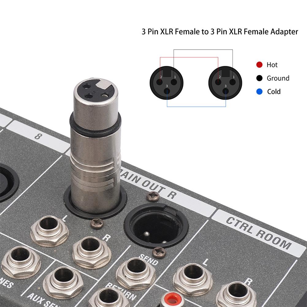 XLR 3 Pin To 3 Pin Microphone Line Adapter XLR Adapter Mic Barrel Extension Converter for Microphone Stereo Mixer