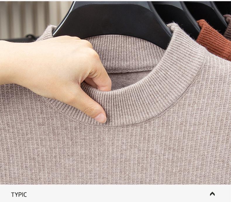 2025 Puyuan Men's Long Sleeve Round Neck Casual Knit Sweater for Young Adults