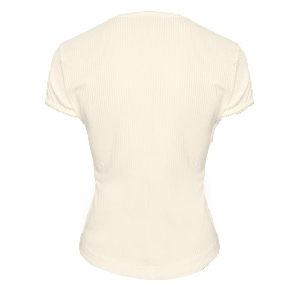 Fashionable Hottie Button Short Sleeve Ribbed Cardigan Top