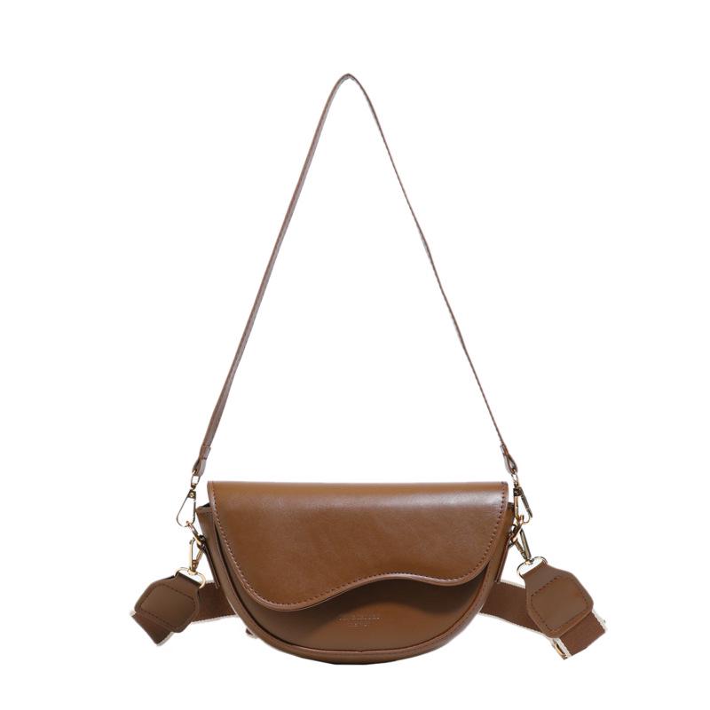 Korean Fashion PU Semicircle Crossbody Saddle Bag for Women кофейный 1190₽