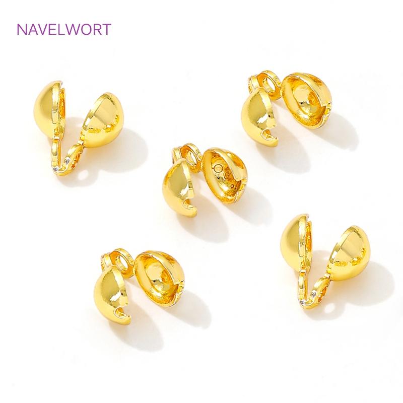 18K Gold Plated Brass Crimp Beads,End Caps For Jewelry,Caps For Bracelet,For DIY Jewelry Making Supplies,Jewelry Findings