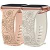 2 Bracelet for Apple Watch Series 10 9 8 SE 7 6 5 4 3 2 1 Ultra 1/2, 42mm-44mm-45mm-46mm-49mm TPU Sunflower Pattern White and Nude