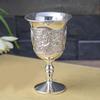 Pack of 2 Elegant Rose Branch Embossed Wine Glasses European Zinc Alloy Dinnerware for Romantics Dining