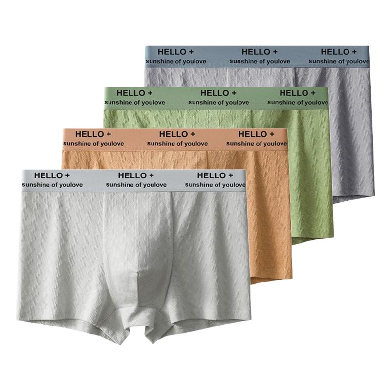 4Pcs Men's Underwear Mid Rise Soft Breathable Boxer Shorts Briefs High Elastic Comfortable Cotton Panties L XL XXL 3XL 4XL