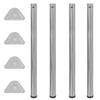 4 Height-adjustable Table Legs 870 Mm Brushed Nickel