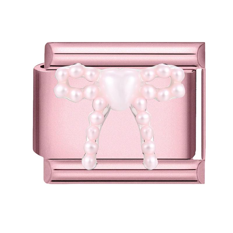 Fashion Zircon Pink Butterfly Star Bow Flower Rabbit Italian Charm Links Fit 9MM Stainless Steel Bracelet Women DIY Making Gift