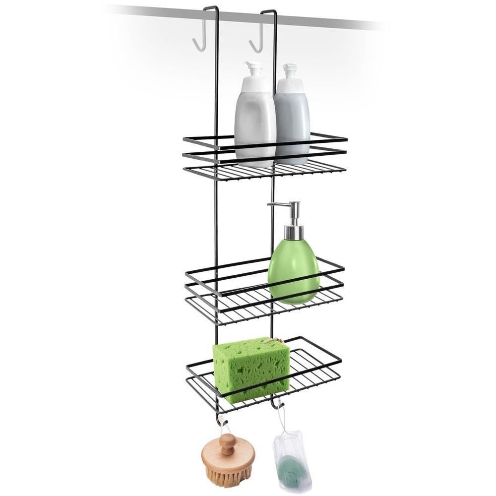 Vilde Black Metal Hanging Three-Tier Shower Caddy and Organizer 25 x 20 x 78.5 cm