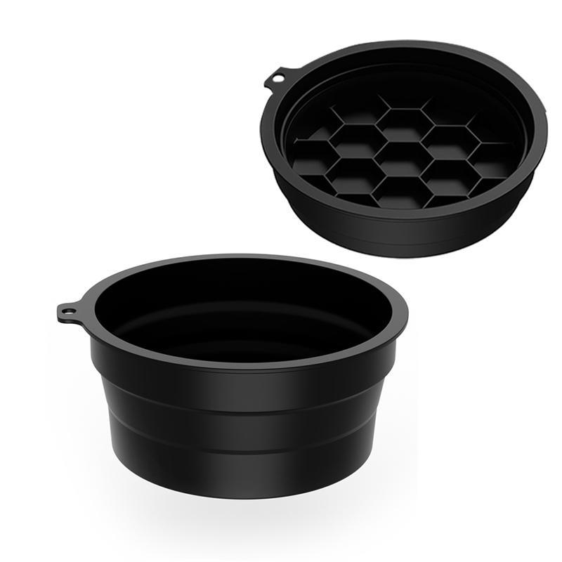 

A95I-Facial For Cold Plunge Therapy Compatible Collapsible Silicone Face Bath Bowl For Ice With Integrated For Ice Tray Black чорний