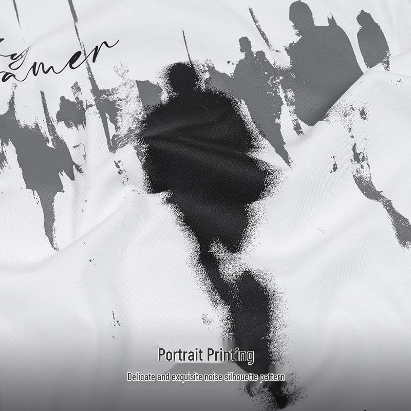 American Street Hiphop Silhouette Print Casual Loose Short Sleeve T-Shirt