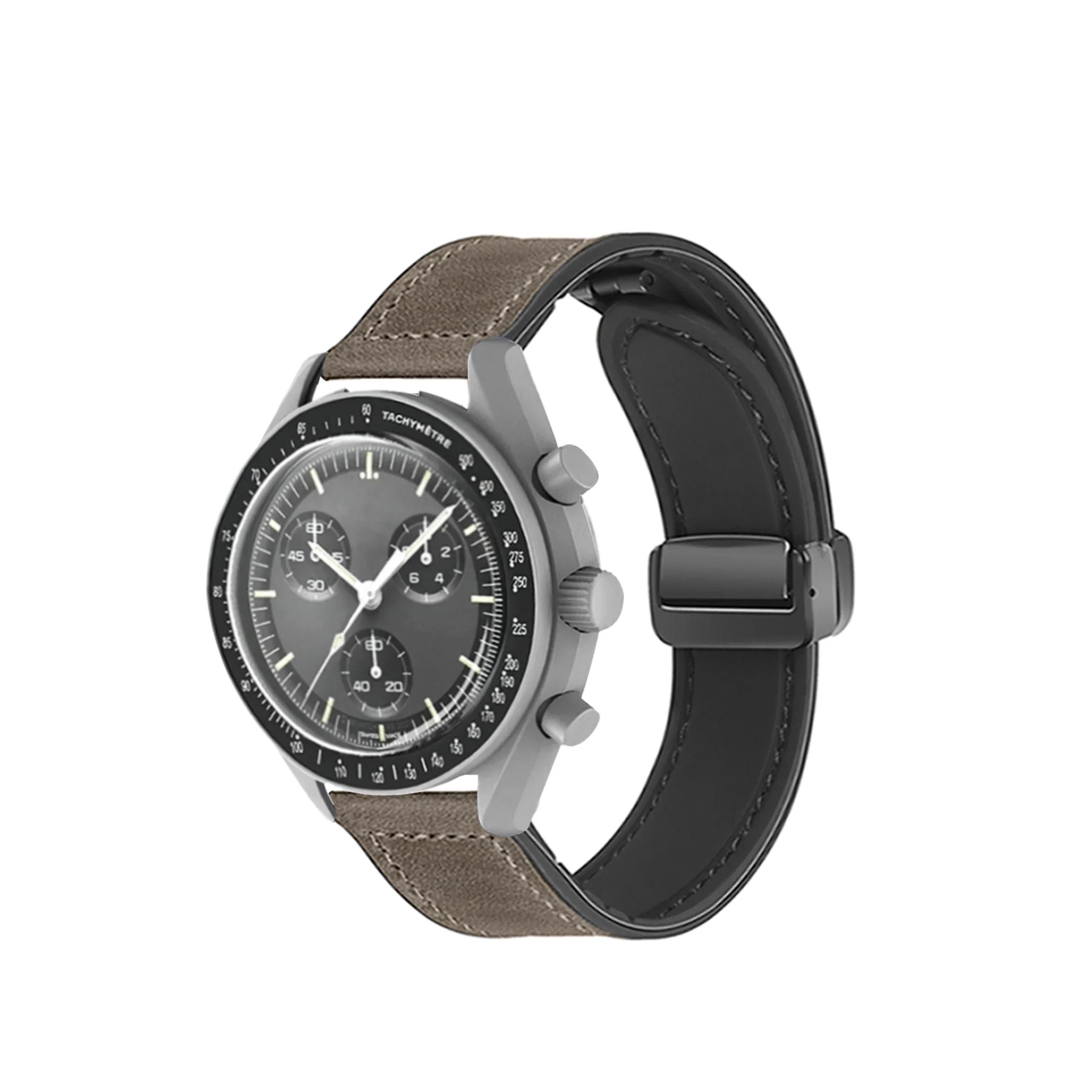 

20мм Шкіряний Ремінець Для Спільного Годинника Omega X Swatch MoonSwatch Planet Metal Магнітна Застібка Для Годинника Swatch Силіконовий Браслет Аксесуари 20mm