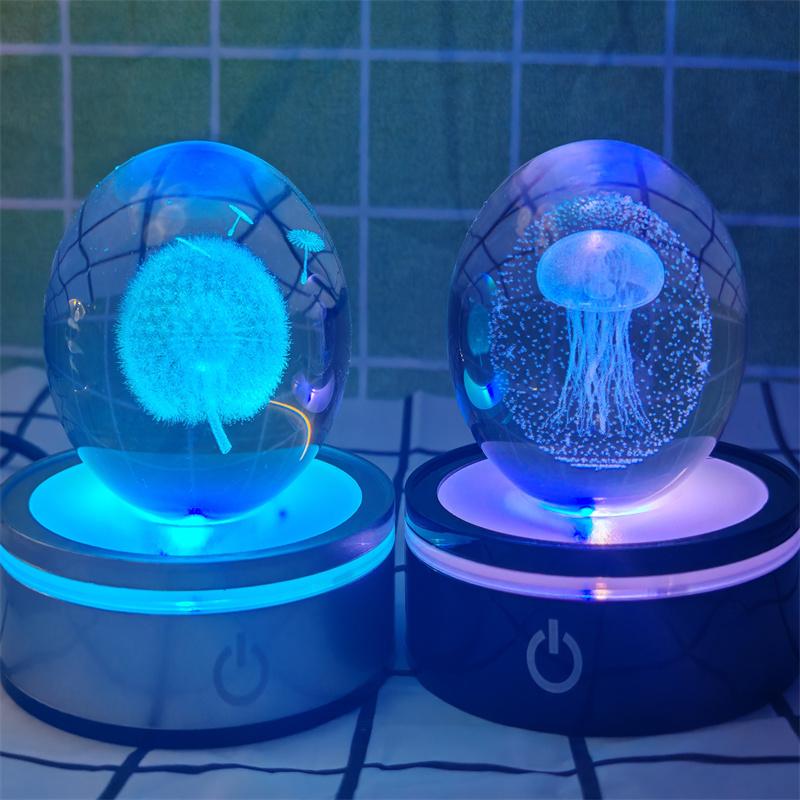 Solar System 3d kristallkula Kristallklot Laser snidad kristallkula med kulstativ Dekorativa planetsfärer Galaxy Födelsedagspresentprydnader