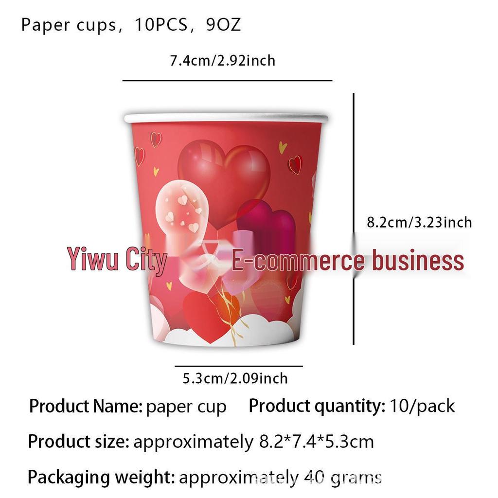 Valentine's Day Love Theme Party Set: Plates, Cups, Napkins, Tablecloth, and Decorations
