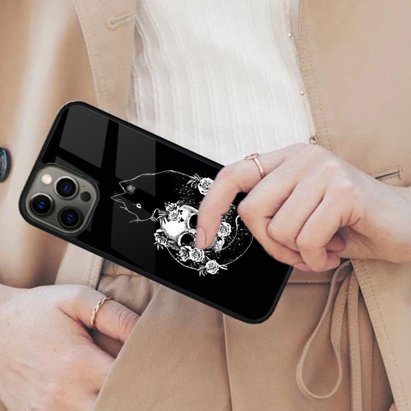 

Black Cat Skull Goth Witch Magnetic Phone Case For APPLE iPhone 17 Air 16 14 13 12 Pro Max 15 Plus Wireless Charge MagSafe Cover iPhone 14
