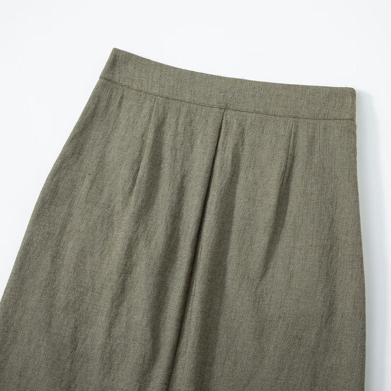 RAIN.CUN Women's Thin Linen Blend A-line Midi Skirt