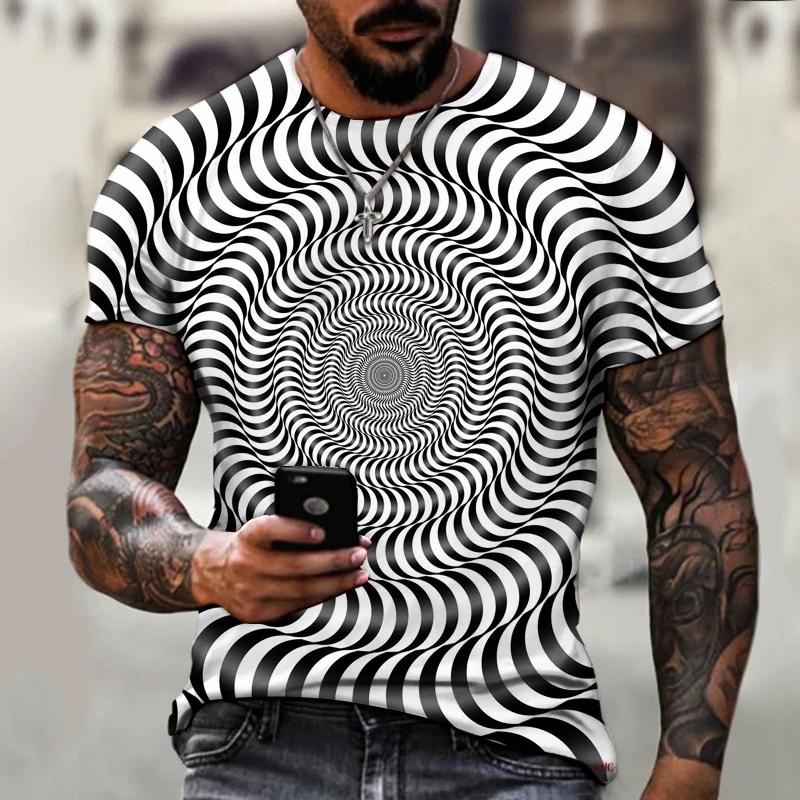 Fashion Men's T-Shirts 3d Vortex Printed Men's Clothing Street Designer Short Sleeved Loose Oversized Tshirts Daily Casual Tops