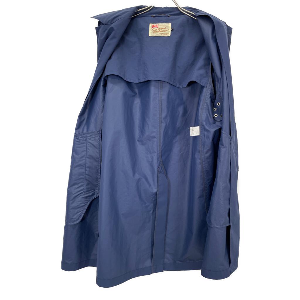 TRADITIONAL WEATHERWEAR Navy Selvedge Hooded Soutien Collar Coat coat 40 NavyUsed