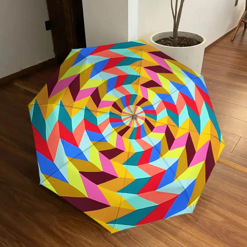 1pc Colorful Spiral Automatic Folding Umbrella - Portable Collapsible Design, 8-Rib Iron Frame, Playful Design yy251215223