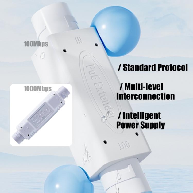 Weatherproof Ethernet Repeaters 48V POE Extender With IP67 Protections For Outdoor Cameras Networking Signal Boosting