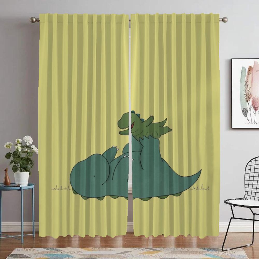 

Шторы для детской комнаты с динозавром, затемняющие шторы для комнаты, 2-х панельные шторы, перегородка для домашнего интерьера, шторы для украшения на Хэллоуин W50xH70cmx2pcs-CL