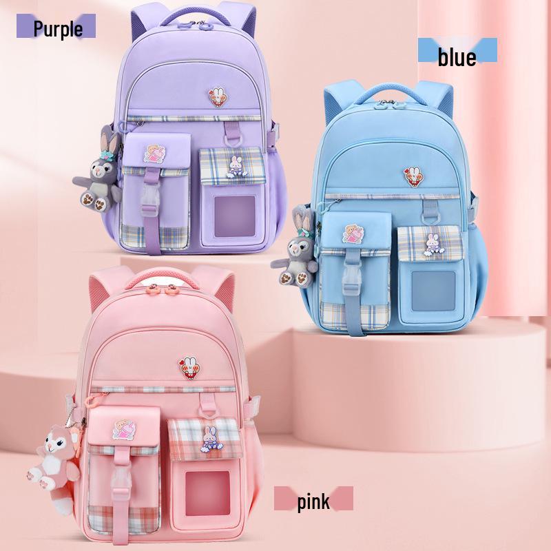 Leichter Kinderrucksack mit Rückenschutz, Klassen 1-6, Doppelschulter, Großes Fassungsvermögen, Handgriff