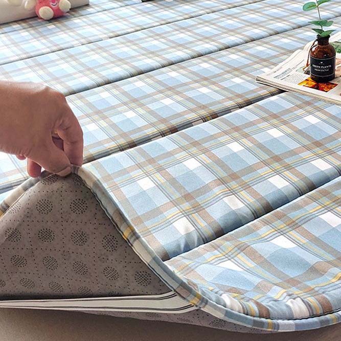 WTEMPO Soft Home Double-sided Bed Mattress Plaid Printed Thickened Single/Double Mattress Cushion Quilts Warm Winter Single Student Dormitory Mattress