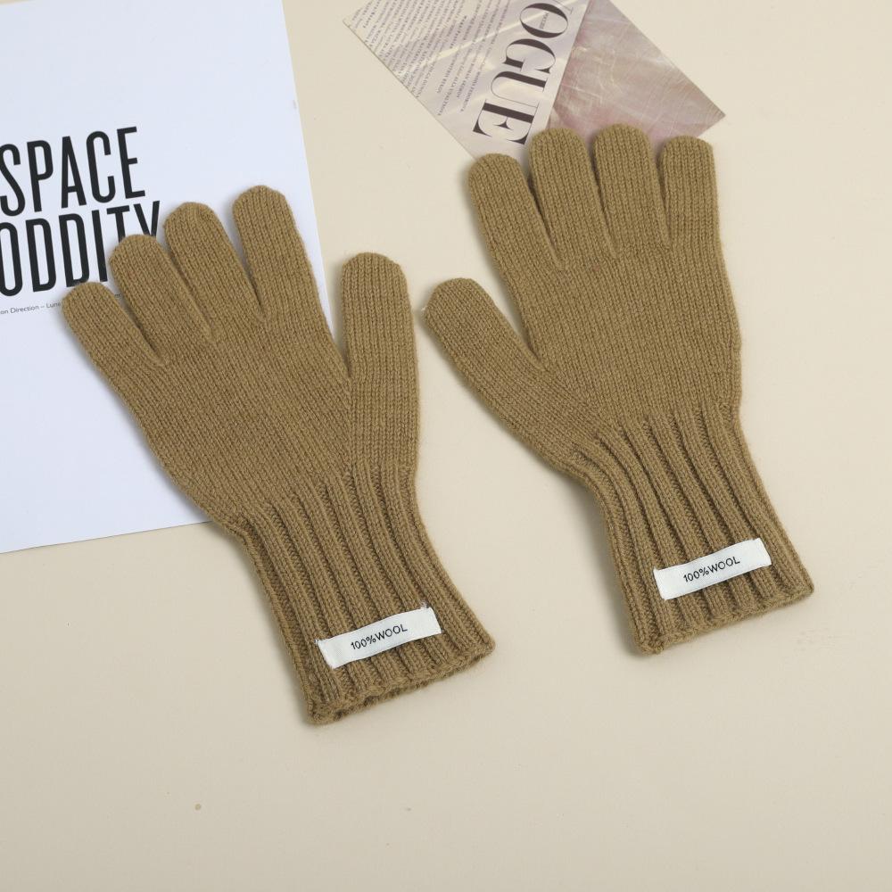New Winter Solid Color Wool Retro Knitted Gloves with Fingers Exposed Touch Screen Atmosphere Keep Warm and Cold
