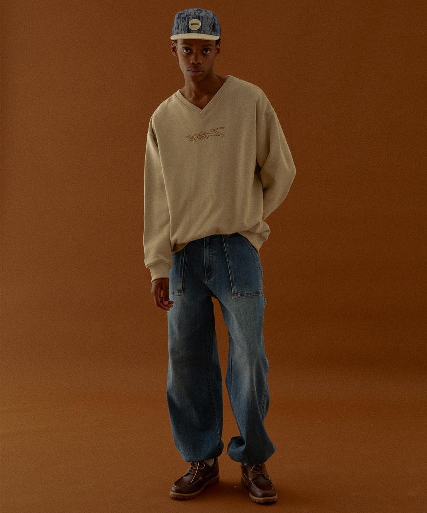 MAGOODGAN Jogger 7723 Carpenter Wide Fit Medium Indigo Denim Jogger Pants